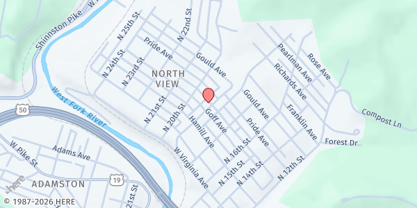 Map showing Northview UMC Food Pantry at 1310 N 19th Street, Clarksburg, WV