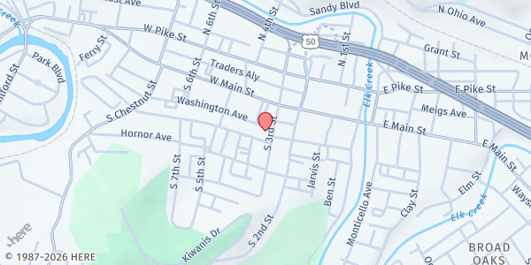 Map showing Progressive Women's Association - Clarksburg at 305 Washington Ave, Clarksburg, WV