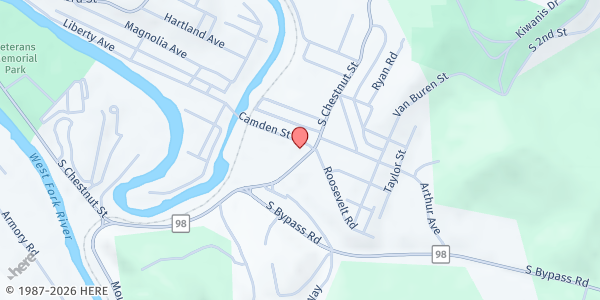 Map showing Salvation Army - Harrison at 1010 S. Chestnut St., Clarksburg, WV