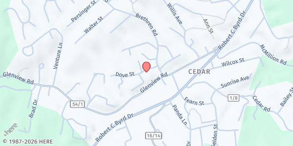 Map showing James Learning Center at 125 Dove St., Crab Orchard, WV