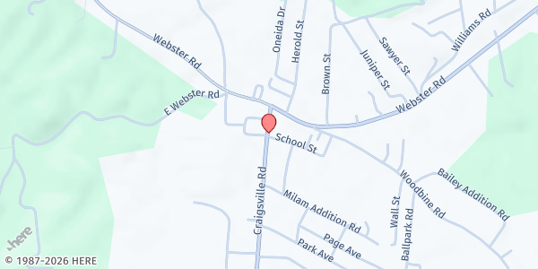 Map showing CRAIGSVILLE SENIOR CENTER, INC - WVOS at 1 SCHOOL ST, CRAIGSVILLE, WV