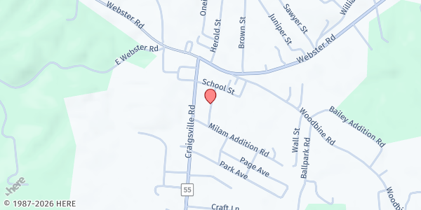 Map showing Craigsville Senior Citizens inc. at 1 School St., Craigsville, WV