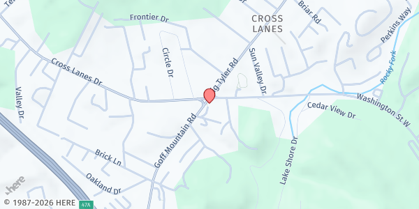 Map showing Melody's Manna at 900 Griffin Drive, Cross Lanes, WV