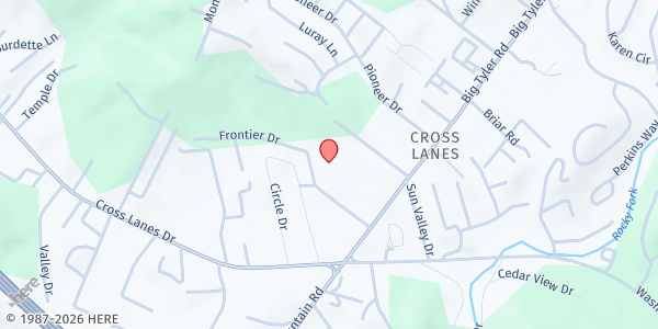 Map showing Tyler Mountain Cross Lanes at 5320 Frontier Dr, Cross Lanes, WV