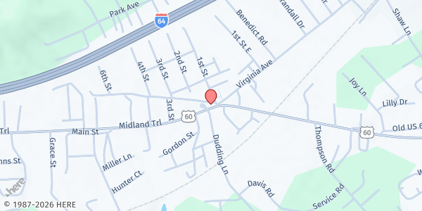 Map showing Culloden Christian Community Church at 2530 Charley's Creek Road, Culloden, WV