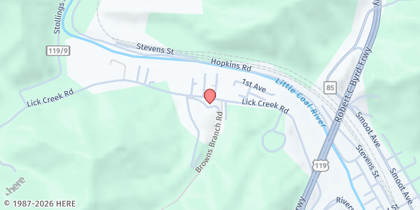 Map showing Boone FSC at 137 PEACH COURT SUITE 2, DANVILLE, WV