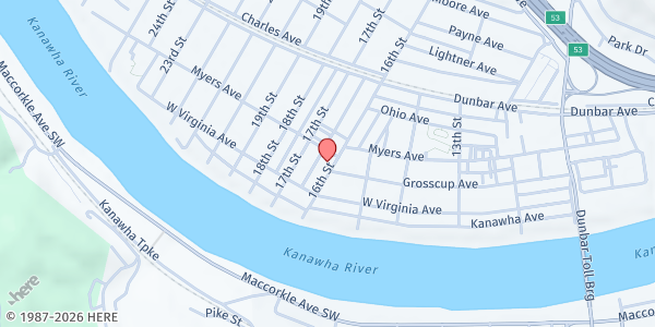 Map showing Dunbar-Institute Samaritan Center at 1/2, Dunbar, WV