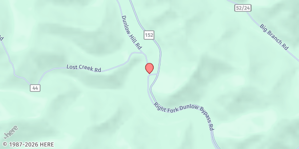 Map showing Cabwaylingo Food Pantry at 1385 Left Fork Dunlow Bypass, Dunlow, WV
