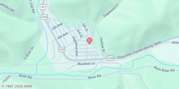 Map showing Northern Pocohontas Food Pantry at 105 Church St., Durbin, WV