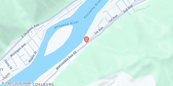 Map showing Good Shepherd Mission at 1001 First Ave., East Bank, WV