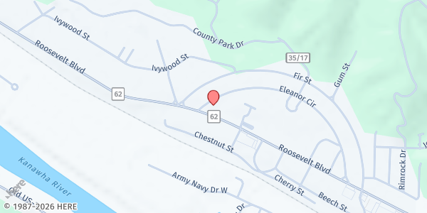 Map showing Eleanor Presbyterian Church at 647 Eleanor Cir, Eleanor, WV