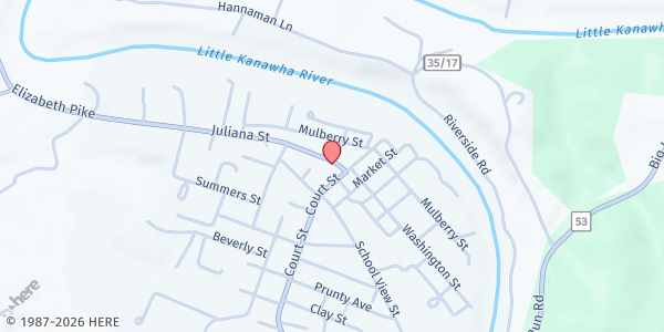 Map showing Hope Shop of Wirt County at 558 Court St., Elizabeth, WV