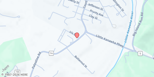 Map showing Ministerial Association - Elizabeth at 98 Court St., Elizabeth, WV