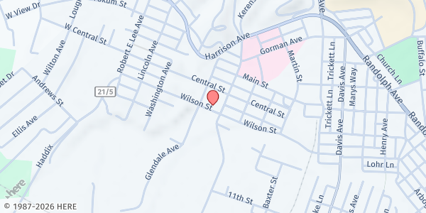 Map showing Destiny Tabernacle of Praise at 312 Wilson St., Elkins, WV