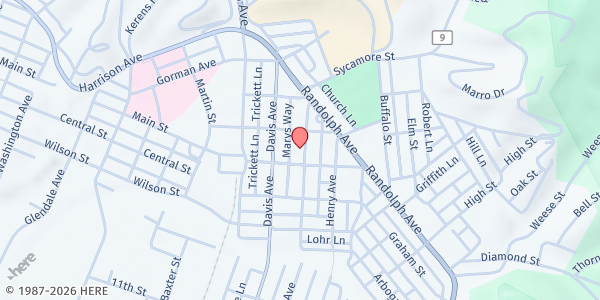 Map showing ELKINS UNITED CHRISTIAN COMM. CENTER at 315 KERNS AVE, ELKINS, WV