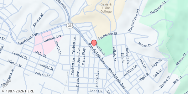 Map showing Meals On Wheels - Elkins at 450 Randolph Ave, Elkins, WV