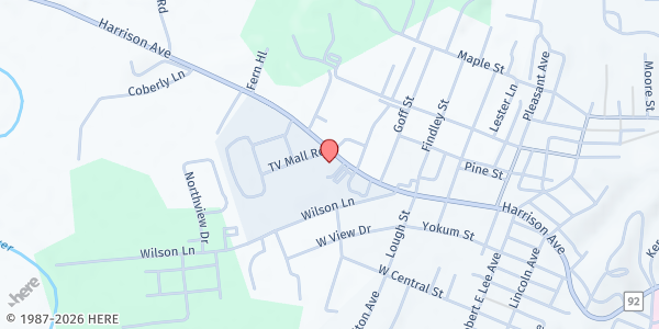 Map showing TYGART VALLEY MALL at 33 Tygart Valley Mall, ELKINS, WV