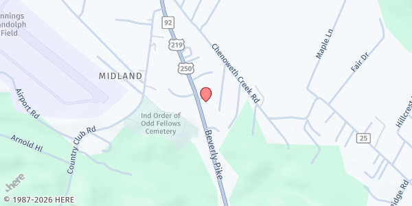 Map showing YOUTH HEALTH SERVICES, INC.- FSC RANDOLPH at 2285 BEVERLY PIKE SUIT 4, Elkins, WV