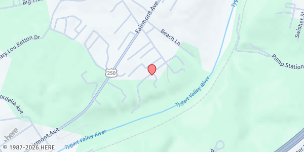 Map showing FAIRMONT/ MARION CO FOOD PANTRY at 107 JEFFERSON STREET, FAIRMONT, WV