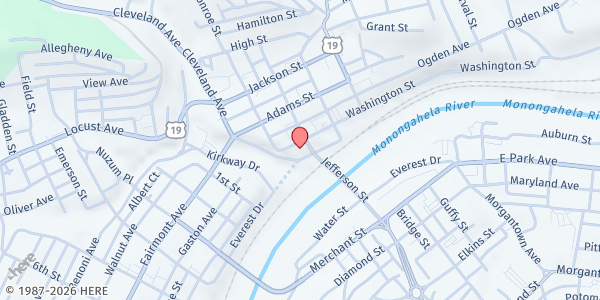 Map showing Fairmont Marion County Food Pantry at 107 Jefferson Ave., Fairmont, WV