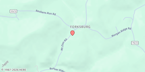 Map showing Mt Sharon Free Methodist Church at 1131 MT ZION RD, FAIRMONT, WV