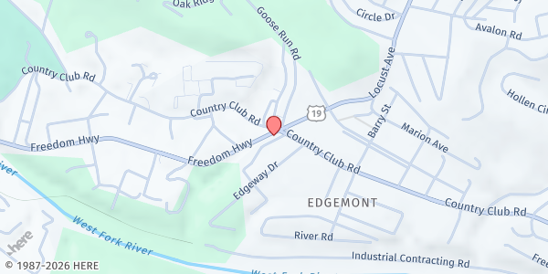 Map showing The Salvation Army - Fairmont at 1512 Locust Ave., Fairmont, WV