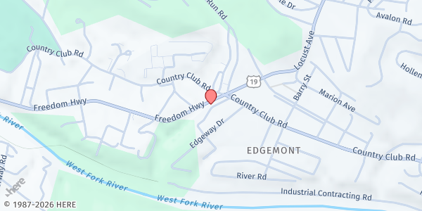 Map showing The Salvation Army Social Service Center at 1512 LOCUST AVE, FAIRMONT, WV