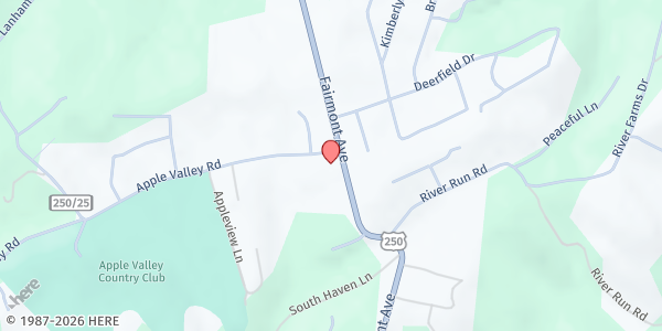 Map showing Whitehall Church of Christ at 3546 Fairmont Ave RR 250, Fairmont, WV