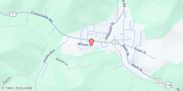 Map showing Fairview Food Pantry at 131 Willson Rd., Fairview, WV