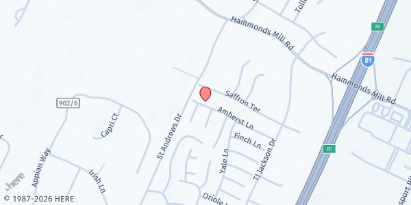 Map showing FAITH FEEDING FREEDOM at 276 AMHERST LANE, FALLING WATERS, WV