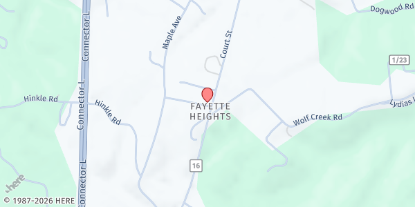 Map showing FAYETTE CO. EMERGENCY FOOD ASSISTANCE at 2582 COURT ST, FAYETTEVILLE, WV