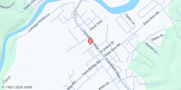 Map showing Frankfort District Community Services at 10098 Frankfort Hwy., Fort Ashby, WV