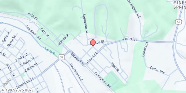 Map showing Fort Gay Food Pantry at 3235 Louisa Street, Fort Gay, WV