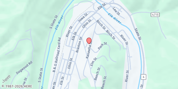 Map showing St. Thomas Catholic Church at 624 KANAWHA ST, GASSAWAY, WV