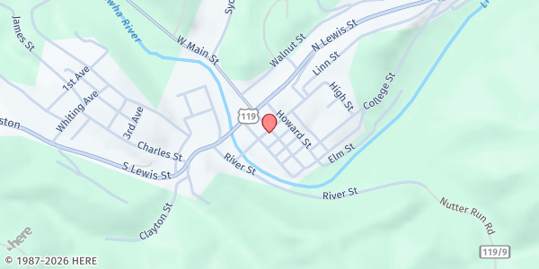 Map showing COMMUNITY RESOURCES INC. - GILMER at 102 E. MAIN ST, GLENVILLE, WV