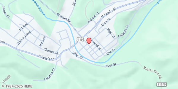 Map showing Community Resources Inc. - Glenville at 112 E Main St, Glenville, WV