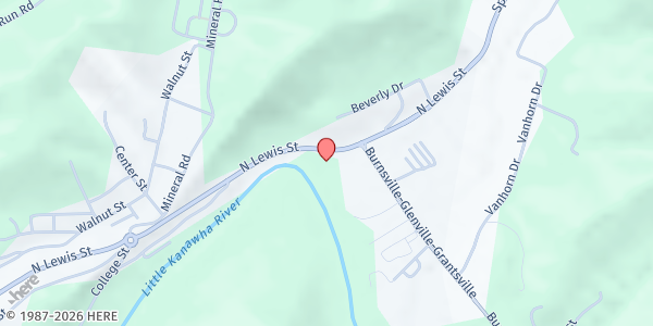 Map showing COUNCIL OF SENIOR CITIZENS OF GILMER CO. - WVOS at 720 NORTH LEWIS ST., GLENVILLE, WV