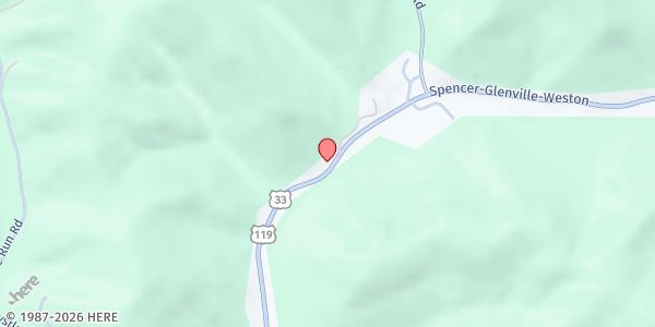 Map showing Glenville Seventh Day Adventist Church at 2667 US-33, Glenville, WV
