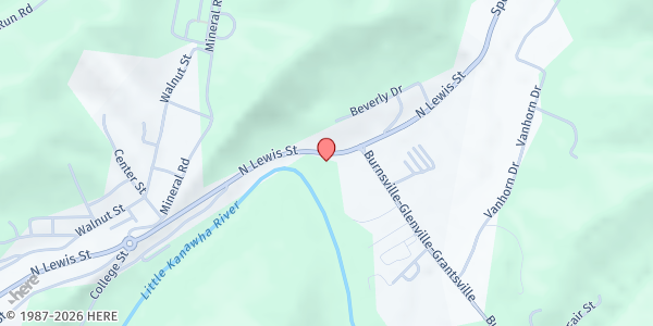Map showing The Council of Senior Citizens of Gilmer Co. Inc. at 720 NORTH LEWIS ST., GLENVILLE, WV