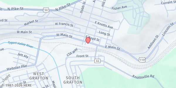 Map showing North Central WV Community Action - Grafton at 20 E Main St, Grafton, WV