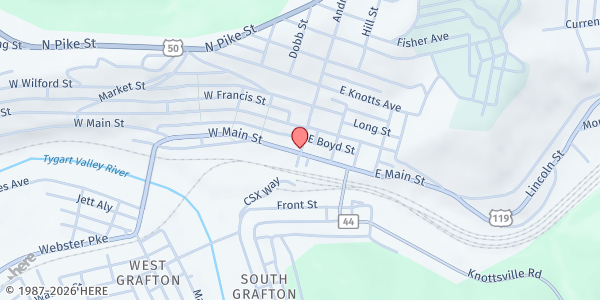Map showing Taylor County Project Hop2e at Elizabeth Carder Towers, Grafton, WV
