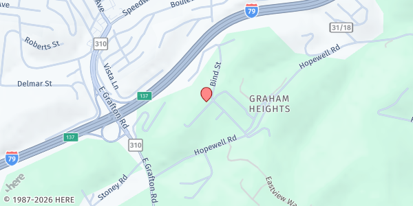 Map showing Hillview Baptist Church Food Pantry at 12 Pickens Drive, Graham Heights, WV