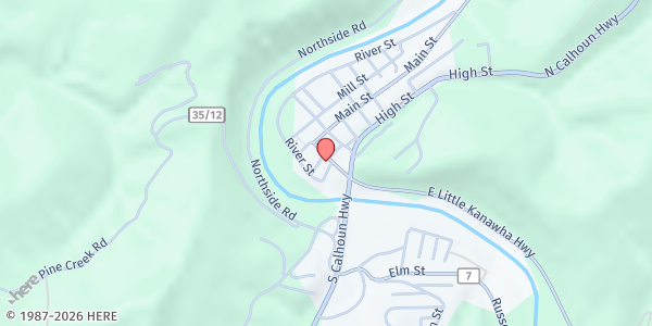 Map showing CALHOUN COUNTY COMMITTEE ON AGING - WVOS at 105 MARKET ST., GRANTSVILLE, WV
