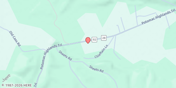 Map showing POCAHONTAS CO SENIOR CITIZENS- GREEN BANK at 4500 POTOMAC HIGHLAND TRAIL, GREEN BANK, WV