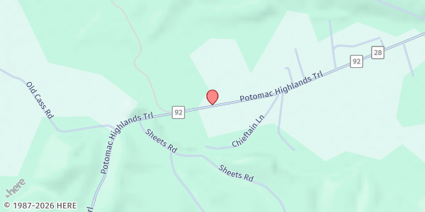 Map showing Pocahontas County Senior Citizens, Inc at 4500 Potomac Highlands Trl., Green Bank, WV