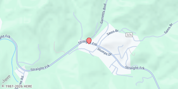 Map showing The David Templeton Foundation at 5277 Straight Fork, Griffithsville, WV