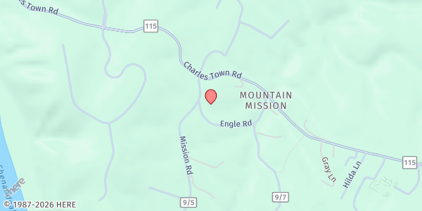 Map showing BLUE RIDGE FOOD PANTRY at 65 MISSION RD, HARPERS FERRY, WV