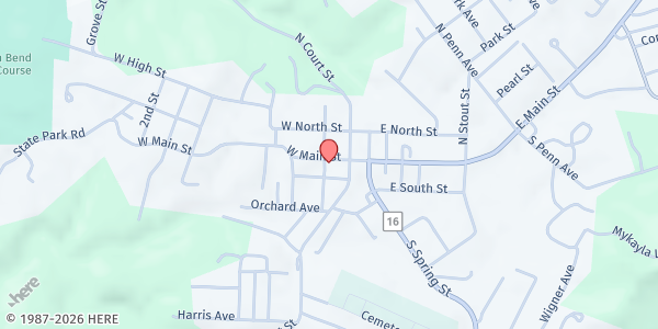 Map showing WIC - Ritchie County Office at 125 W. Main Street, Harrisville, WV