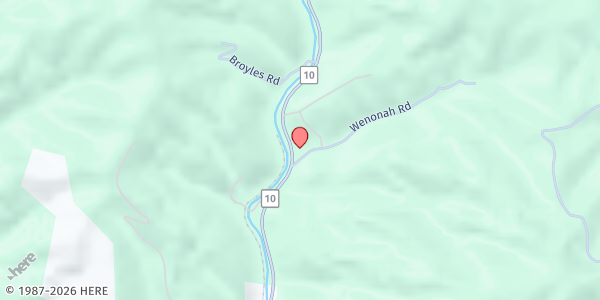 Map showing HIAWATHA BAPTIST FOOD PANTRY at 2736 ARISTA MOUNTAIN RD, HIAWATHA, WV