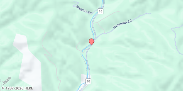 Map showing Hiawatha Baptist Food Pantry at 2696 Arista Mountain Rd., Hiawatha, WV